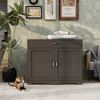 Litter Box Enclosure, Cat Litter Box Furniture with Hidden Plug, 2 Doors,Indoor Cat Washroom Storage Bench Side Table Cat House, Large Wooden Enclused