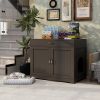 Litter Box Enclosure, Cat Litter Box Furniture with Hidden Plug, 2 Doors,Indoor Cat Washroom Storage Bench Side Table Cat House, Large Wooden Enclused