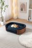 Scandinavian style Elevated Dog Bed Pet Sofa With Solid Wood legs and Walnut Bent Wood Back, Cashmere Cushion,Large Size