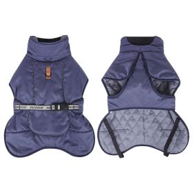 Dog Clothes Autumn Large Dog Cloak Thickened Warm Pet Clothes (Option: Navy Blue-5XL)