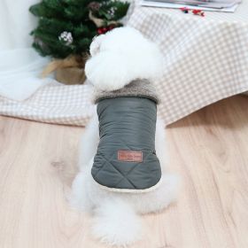 Pet Puppy Clothes Cotton-padded Jacket (Option: Dark Green-XL)